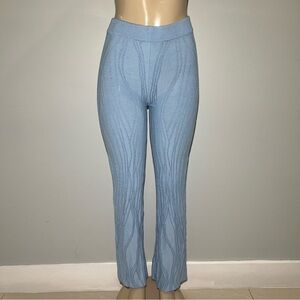 ATIK Light Blue Textured Knit Pants